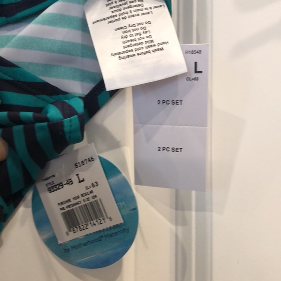 NWT!Beach bump green/navy striped tankini swimsuit - Picture 4 of 10